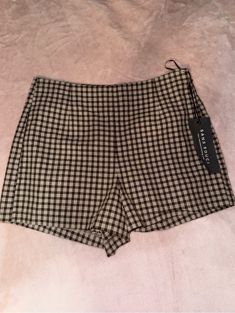 Sans Souci Brown Gingham Plaid Shorts Ross Jacket